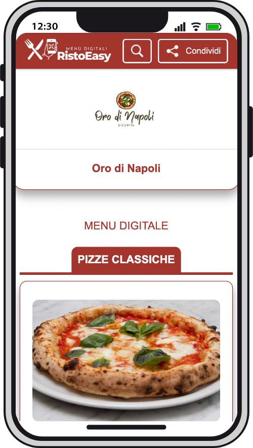 Menu sullo smartphone